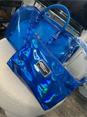 LIKE DREAMS Blue Jelly Bag Transparent Satchel Holographic Insert